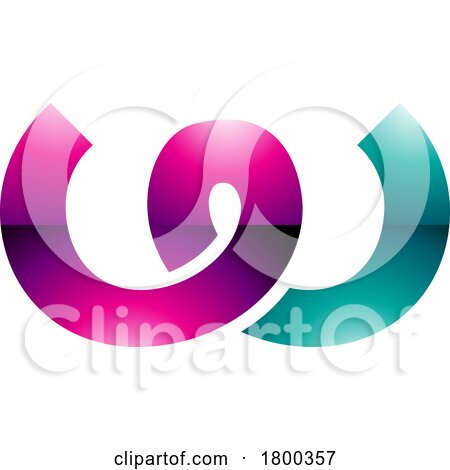 Magenta and Green Glossy Spring Shaped Letter W Icon by cidepix