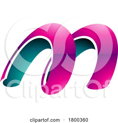 Magenta and Green Glossy Spring Shaped Letter M Icon by cidepix