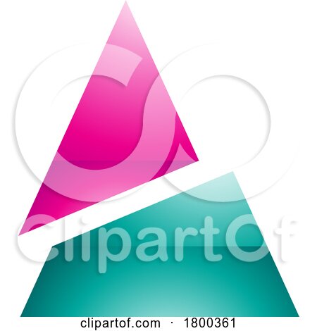 Magenta and Green Glossy Split Triangle Shaped Letter a Icon by cidepix