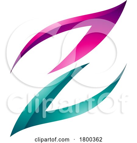 Magenta and Green Glossy Fire Shaped Letter Z Icon by cidepix