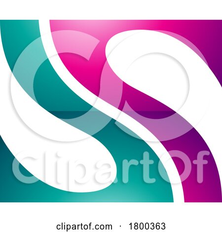 Magenta and Green Glossy Fish Fin Shaped Letter S Icon by cidepix