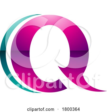 Magenta and Green Glossy Spiky Round Shaped Letter Q Icon by cidepix