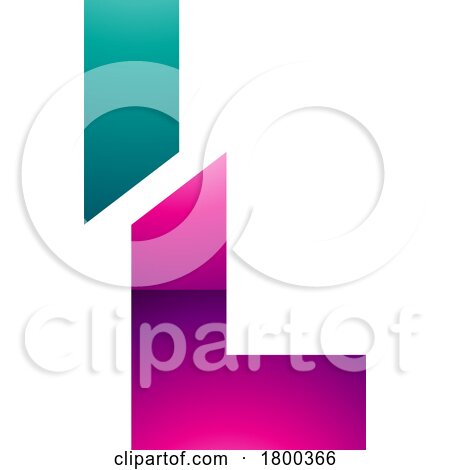 Magenta and Green Glossy Split Shaped Letter L Icon by cidepix