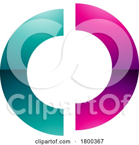 Magenta and Green Glossy Split Shaped Letter O Icon by cidepix