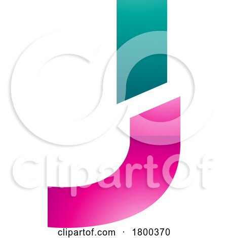 Magenta and Green Glossy Split Shaped Letter J Icon by cidepix