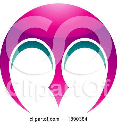 Magenta and Green Glossy Round Letter M Icon with Pointy Tips by cidepix