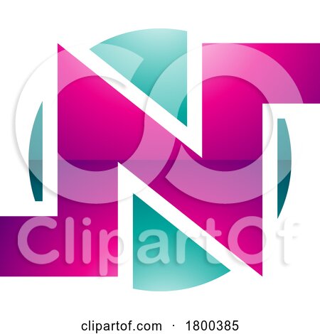 Magenta and Green Glossy Round Bold Letter N Icon by cidepix