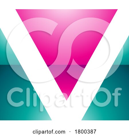 Magenta and Green Glossy Rectangular Shaped Letter V Icon by cidepix
