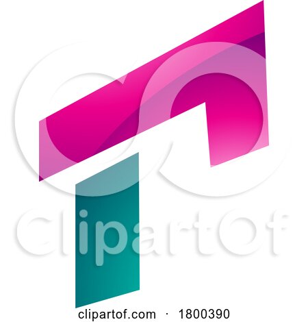 Magenta and Green Glossy Rectangular Letter R Icon by cidepix