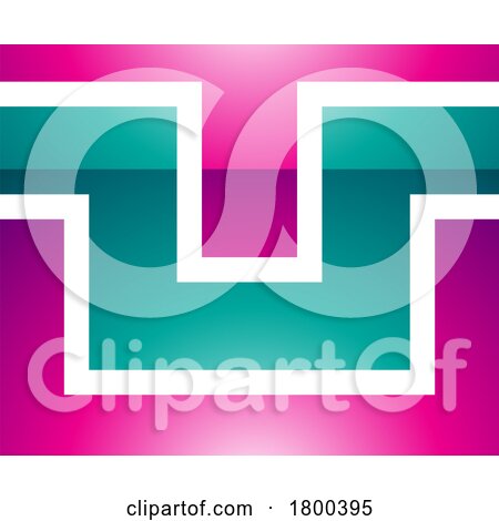 Magenta and Green Glossy Rectangle Shaped Letter U Icon by cidepix