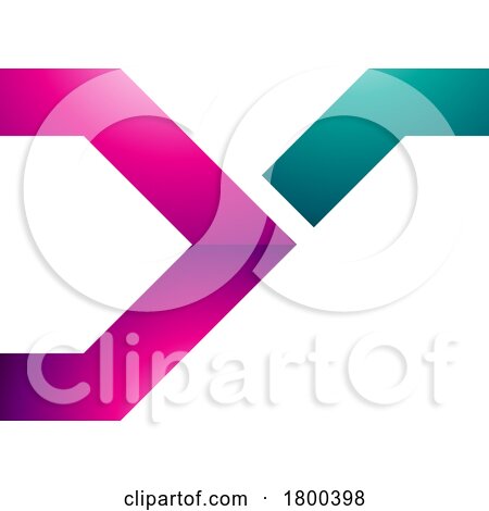 Magenta and Green Glossy Rail Switch Shaped Letter Y Icon by cidepix