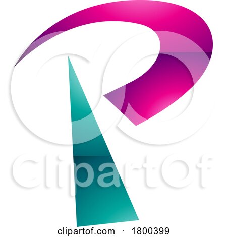 Magenta and Green Glossy Radio Tower Shaped Letter P Icon by cidepix
