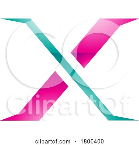 Magenta and Green Glossy Pointy Tipped Letter X Icon by cidepix