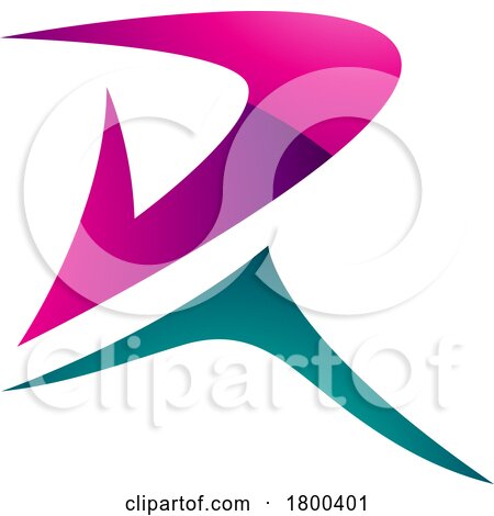 Magenta and Green Glossy Pointy Tipped Letter R Icon by cidepix