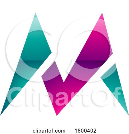 Magenta and Green Glossy Pointy Tipped Letter M Icon by cidepix