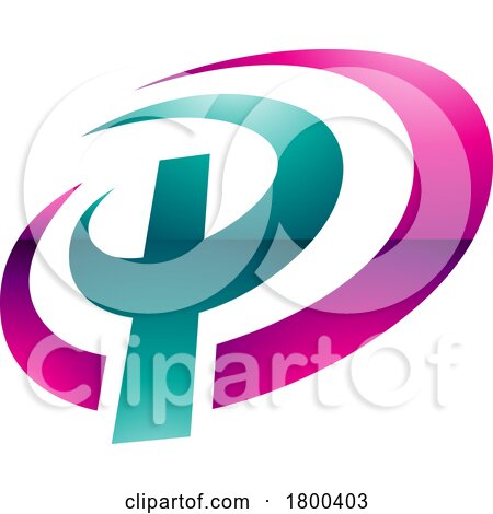 Magenta and Green Glossy Oval Shaped Letter P Icon by cidepix