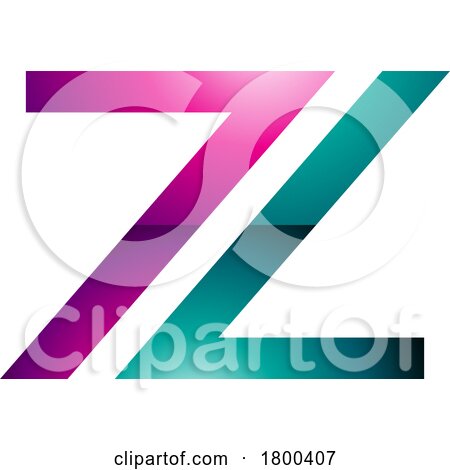Magenta and Green Glossy Number 7 Shaped Letter Z Icon by cidepix