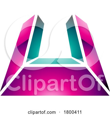 Magenta and Green Glossy Letter U Icon in Perspective by cidepix