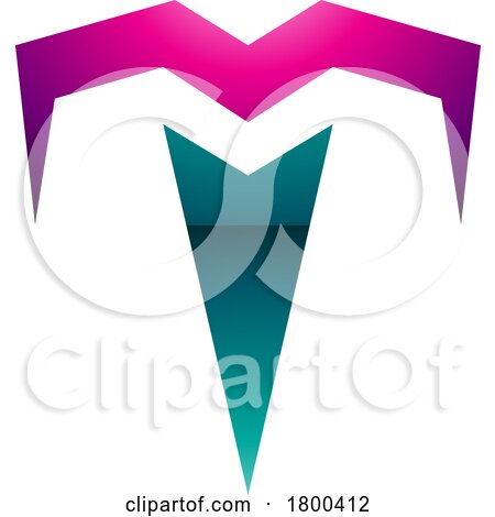 Magenta and Green Glossy Letter T Icon with Pointy Tips by cidepix