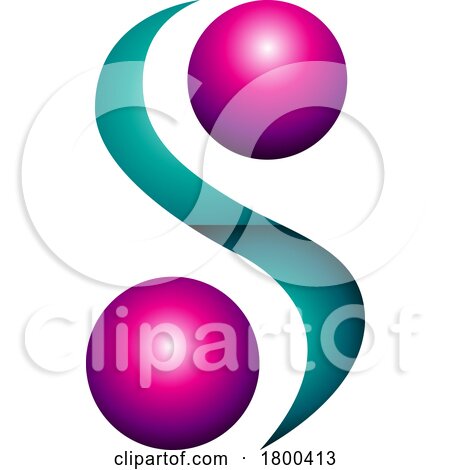 Magenta and Green Glossy Letter S Icon with Spheres by cidepix