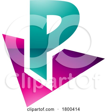 Magenta and Green Glossy Letter P Icon with a Triangle by cidepix