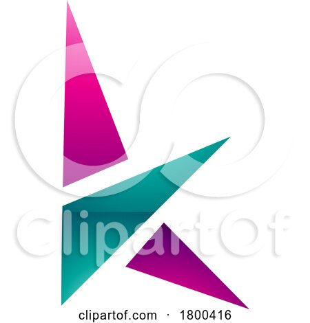 Magenta and Green Glossy Letter K Icon with Triangles by cidepix