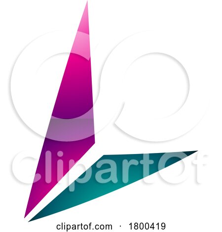 Magenta and Green Glossy Letter L Icon with Triangles by cidepix