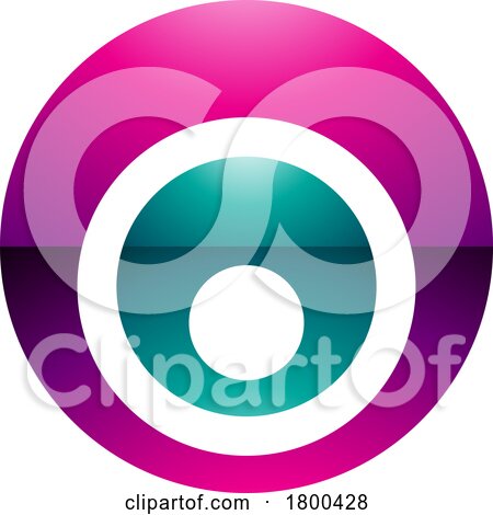 Magenta and Green Glossy Letter O Icon with Nested Circles by cidepix