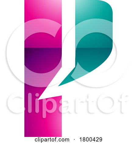 Magenta and Green Glossy Letter P Icon with a Bold Rectangle by cidepix