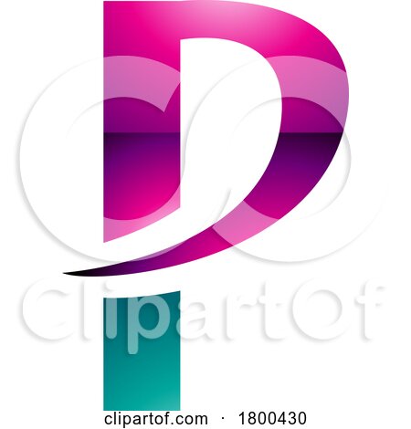 Magenta and Green Glossy Letter P Icon with a Pointy Tip by cidepix