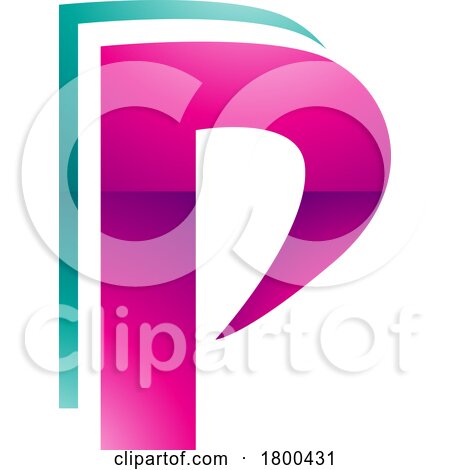 Magenta and Green Glossy Layered Letter P Icon by cidepix