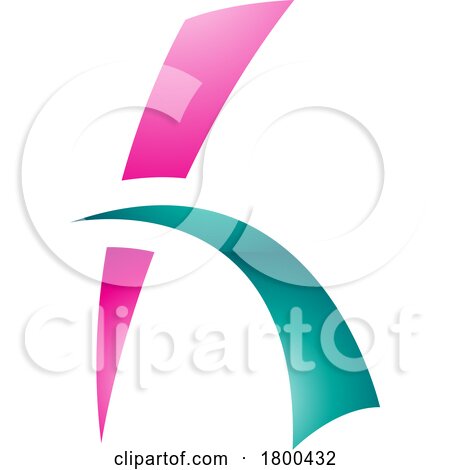 Magenta and Green Glossy Letter H Icon with Spiky Lines by cidepix