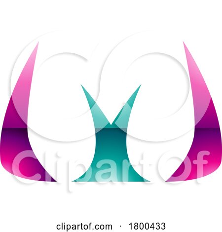 Magenta and Green Glossy Horn Shaped Letter W Icon by cidepix