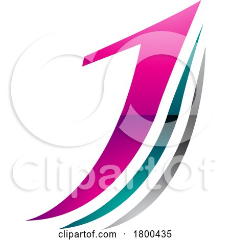 Magenta and Green Glossy Layered Letter J Icon by cidepix
