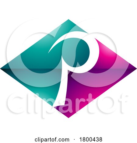 Magenta and Green Glossy Horizontal Diamond Letter P Icon by cidepix