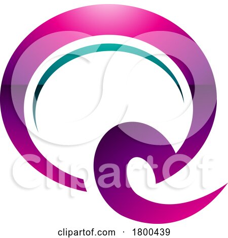 Magenta and Green Glossy Hook Shaped Letter Q Icon by cidepix