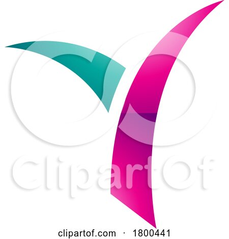 Magenta and Green Glossy Grass Shaped Letter Y Icon by cidepix