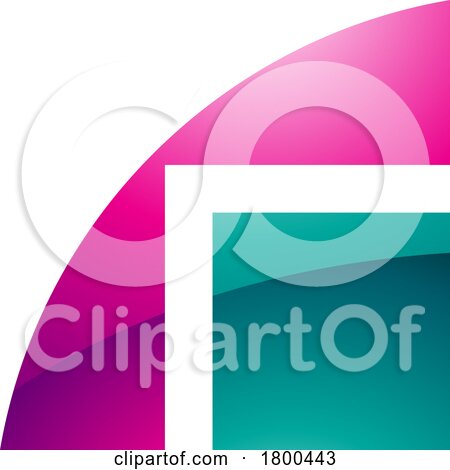 Magenta and Green Glossy Geometrical Letter R Icon by cidepix