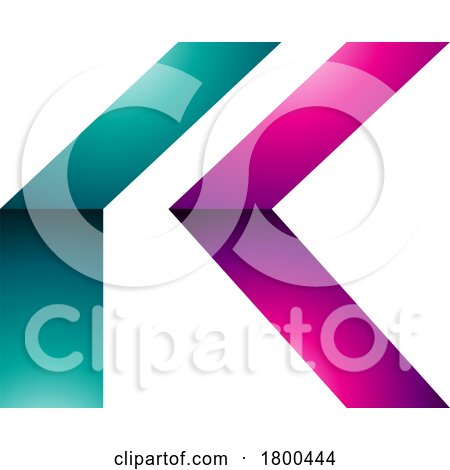 Magenta and Green Glossy Folded Letter K Icon by cidepix