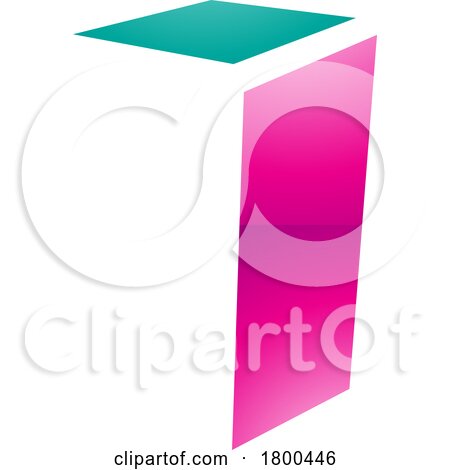 Magenta and Green Glossy Folded Letter I Icon by cidepix
