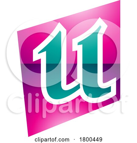 Magenta and Green Glossy Distorted Square Shaped Letter U Icon by cidepix
