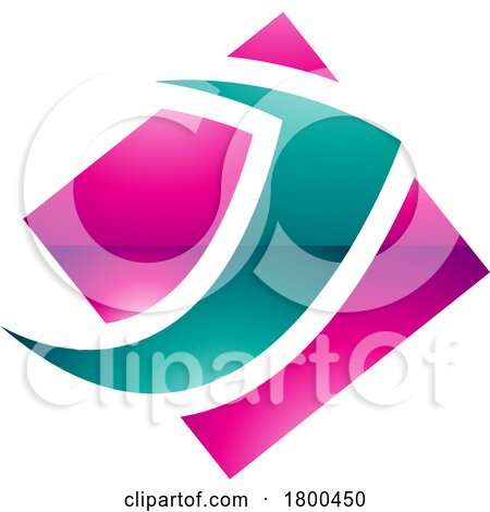 Magenta and Green Glossy Diamond Square Letter J Icon by cidepix