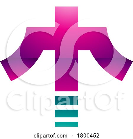 Magenta and Green Glossy Cross Shaped Letter T Icon by cidepix