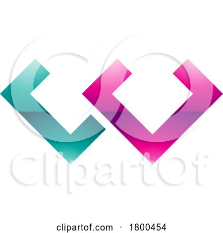 Magenta and Green Glossy Cornered Shaped Letter W Icon by cidepix