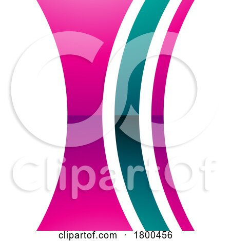 Magenta and Green Glossy Concave Lens Shaped Letter I Icon by cidepix