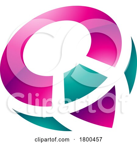 Magenta and Green Glossy Compass Shaped Letter Q Icon by cidepix