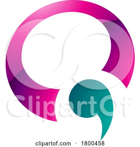 Magenta and Green Glossy Comma Shaped Letter Q Icon by cidepix