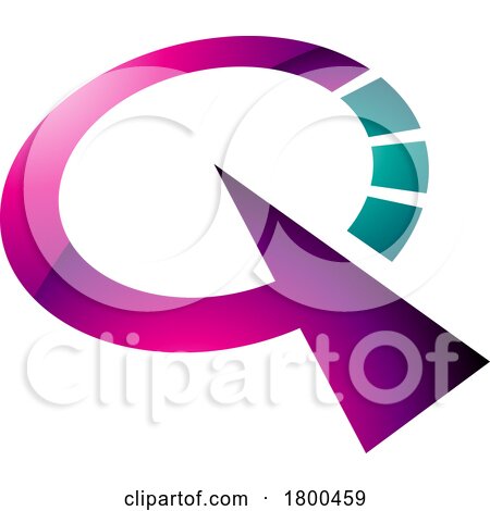 Magenta and Green Glossy Clock Shaped Letter Q Icon by cidepix