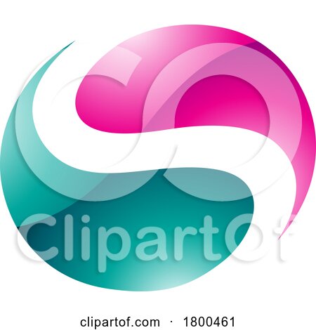 Magenta and Green Glossy Circle Shaped Letter S Icon by cidepix