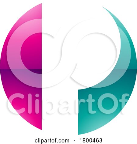 Magenta and Green Glossy Circle Shaped Letter P Icon by cidepix
